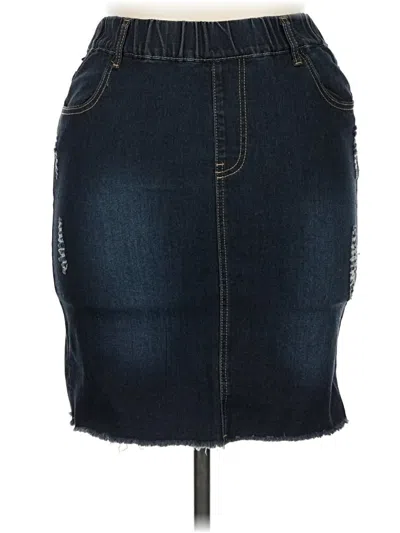 Pre-owned Shein Curve Denim Skirt In Blue