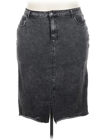 Pre-owned Shein Curve Denim Skirt In Gray