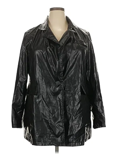 Pre-owned Shein Curve Faux Leather Jacket In Black