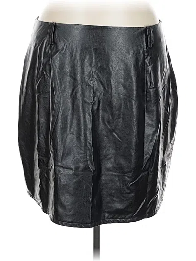Pre-owned Shein Curve Faux Leather Skirt In Black
