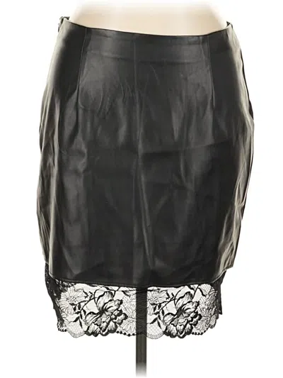 Pre-owned Shein Curve Faux Leather Skirt In Black
