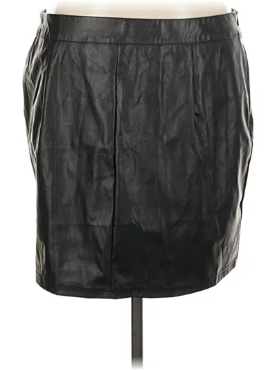 Pre-owned Shein Curve Faux Leather Skirt In Black
