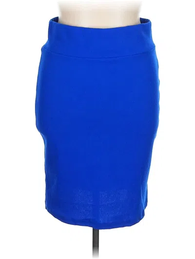 Pre-owned Shein Curve Formal Skirt In Blue
