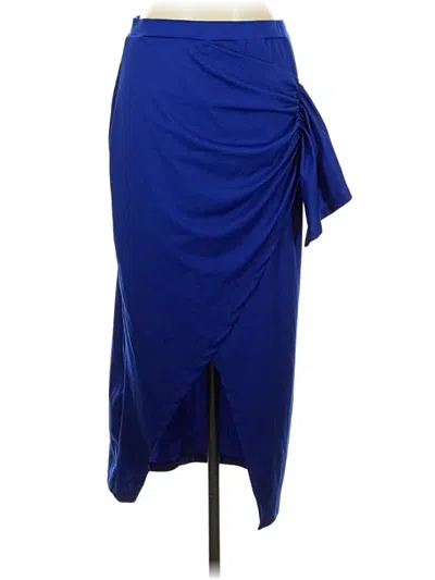 Pre-owned Shein Curve Formal Skirt In Blue