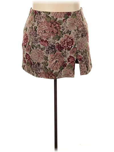 Pre-owned Shein Curve Formal Skirt In Brown