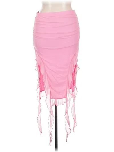 Pre-owned Shein Curve Formal Skirt In Pink