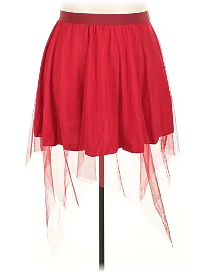 Pre-owned Shein Curve Formal Skirt In Red