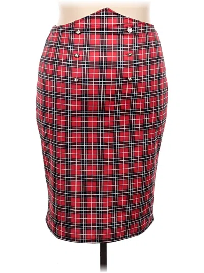 Pre-owned Shein Curve Formal Skirt In Red