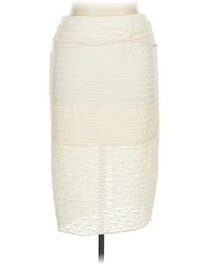 Pre-owned Shein Curve Formal Skirt In White