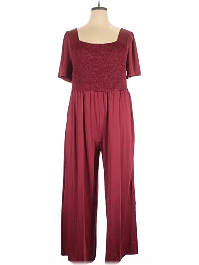 Pre-owned Shein Curve Jumpsuit In Burgundy