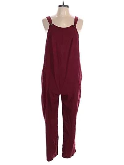 Pre-owned Shein Curve Jumpsuit In Burgundy