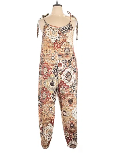 Pre-owned Shein Curve Jumpsuit In Tan