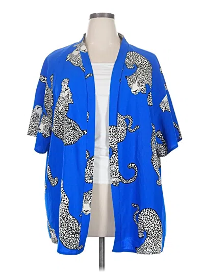 Pre-owned Shein Curve Kimono In Blue