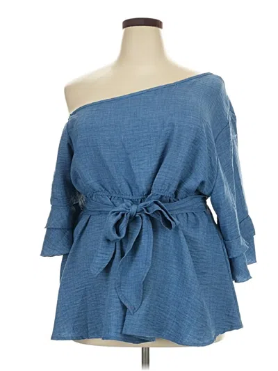 Pre-owned Shein Curve Kimono In Blue