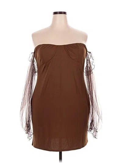 Pre-owned Shein Curve Kimono In Brown