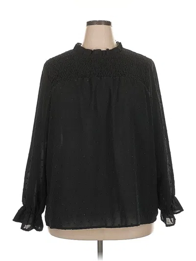 Pre-owned Shein Curve Long Sleeve Blouse In Black