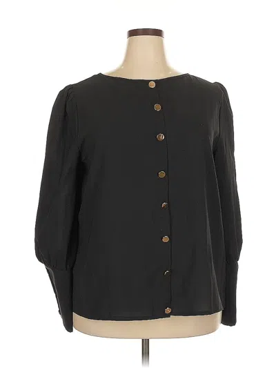 Pre-owned Shein Curve Long Sleeve Blouse In Black