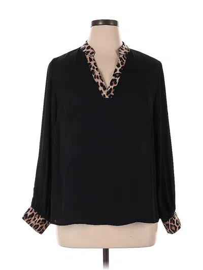 Pre-owned Shein Curve Long Sleeve Blouse In Black
