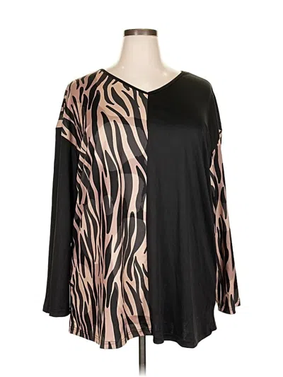 Pre-owned Shein Curve Long Sleeve Blouse In Black