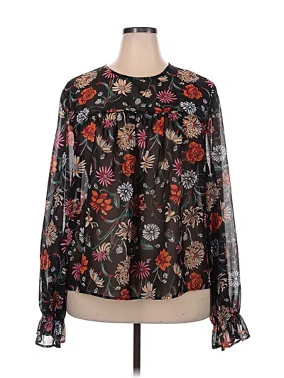 Pre-owned Shein Curve Long Sleeve Blouse In Black