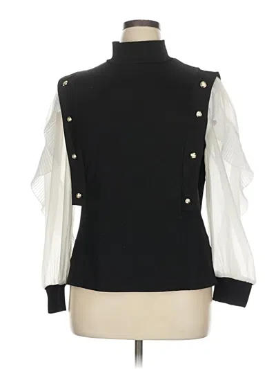 Pre-owned Shein Curve Long Sleeve Blouse In Black