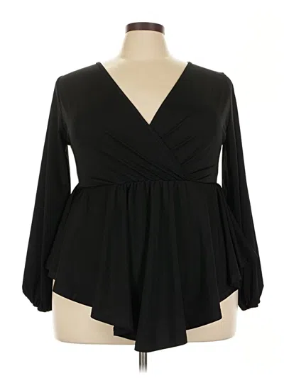 Pre-owned Shein Curve Long Sleeve Blouse In Black