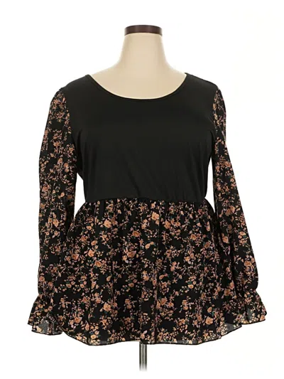 Pre-owned Shein Curve Long Sleeve Blouse In Black
