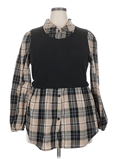 Pre-owned Shein Curve Long Sleeve Blouse In Black