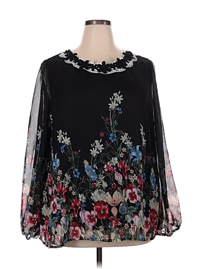 Pre-owned Shein Curve Long Sleeve Blouse In Black