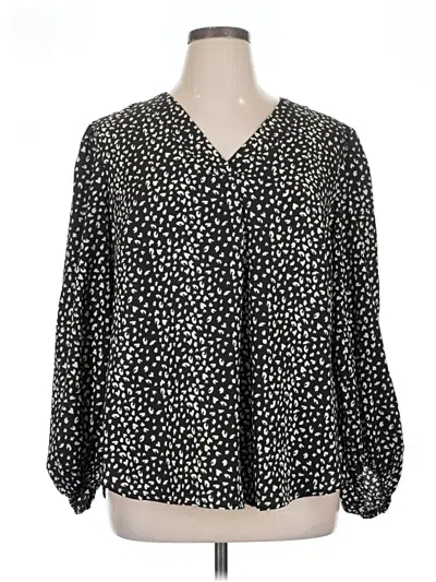 Pre-owned Shein Curve Long Sleeve Blouse In Black