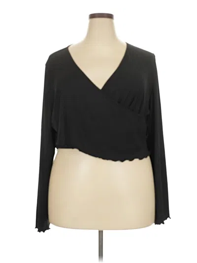 Pre-owned Shein Curve Long Sleeve Blouse In Black