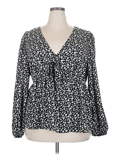 Pre-owned Shein Curve Long Sleeve Blouse In Black