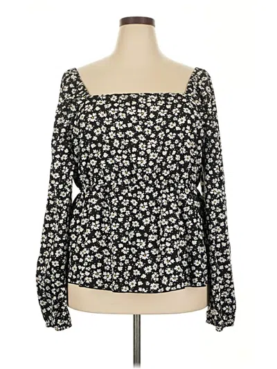 Pre-owned Shein Curve Long Sleeve Blouse In Black
