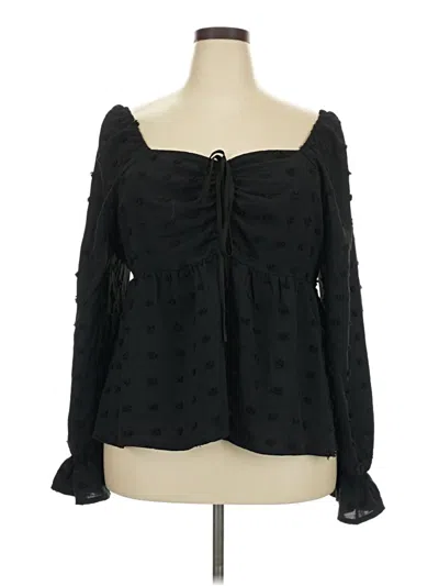 Pre-owned Shein Curve Long Sleeve Blouse In Black