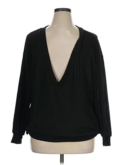 Pre-owned Shein Curve Long Sleeve Blouse In Black