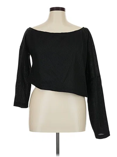 Pre-owned Shein Curve Long Sleeve Blouse In Black