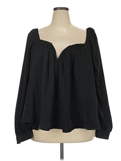 Pre-owned Shein Curve Long Sleeve Blouse In Black
