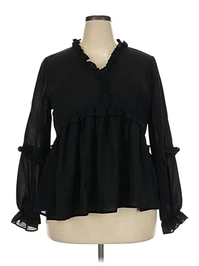 Pre-owned Shein Curve Long Sleeve Blouse In Black
