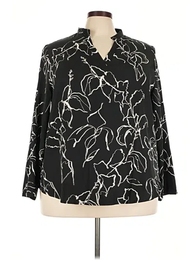 Pre-owned Shein Curve Long Sleeve Blouse In Black