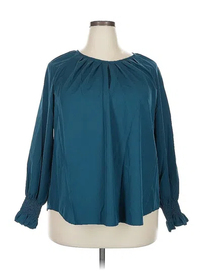 Pre-owned Shein Curve Long Sleeve Blouse In Blue
