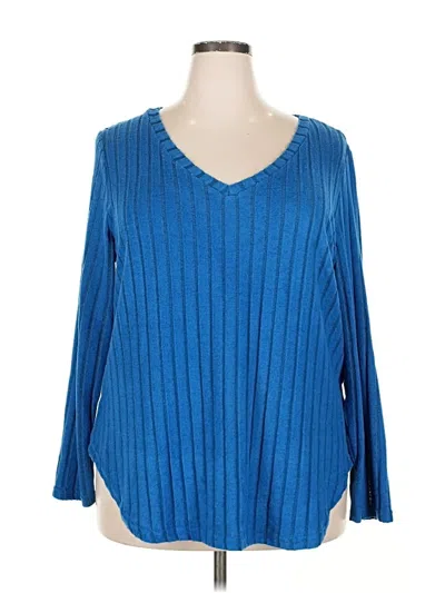 Pre-owned Shein Curve Long Sleeve Blouse In Blue