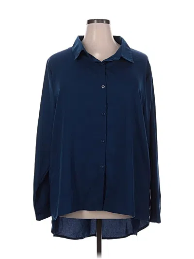 Pre-owned Shein Curve Long Sleeve Blouse In Blue