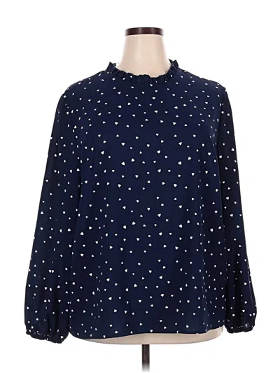 Pre-owned Shein Curve Long Sleeve Blouse In Blue