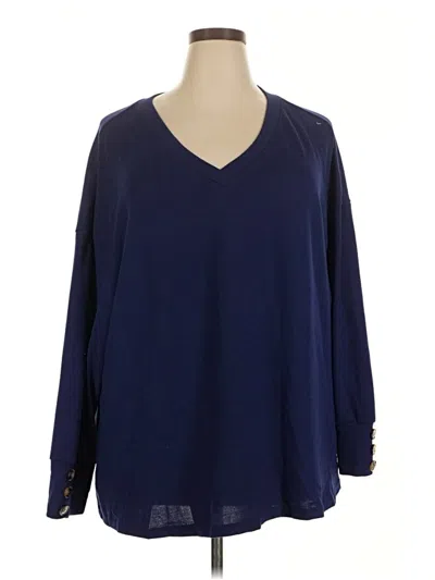 Pre-owned Shein Curve Long Sleeve Blouse In Blue
