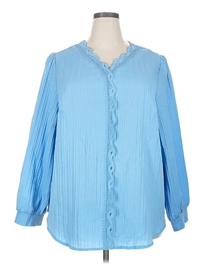 Pre-owned Shein Curve Long Sleeve Blouse In Blue