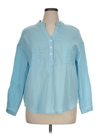 Pre-owned Shein Curve Long Sleeve Blouse In Blue