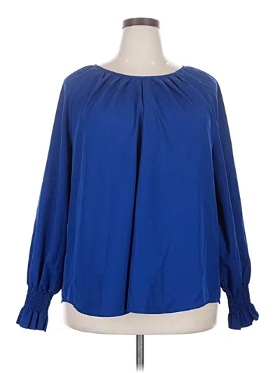 Pre-owned Shein Curve Long Sleeve Blouse In Blue