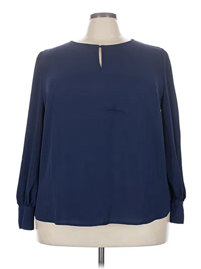 Pre-owned Shein Curve Long Sleeve Blouse In Blue