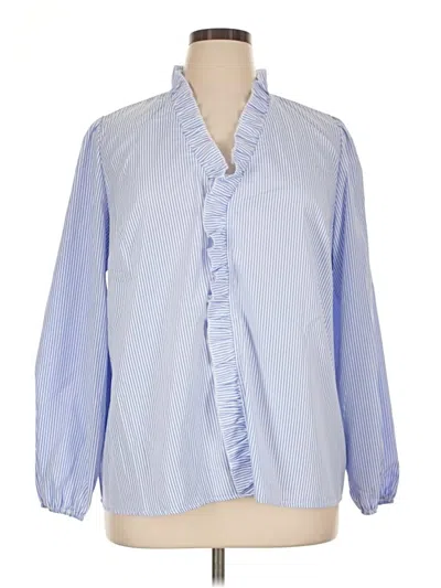 Pre-owned Shein Curve Long Sleeve Blouse In Blue