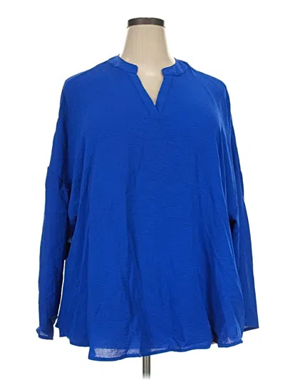 Pre-owned Shein Curve Long Sleeve Blouse In Blue